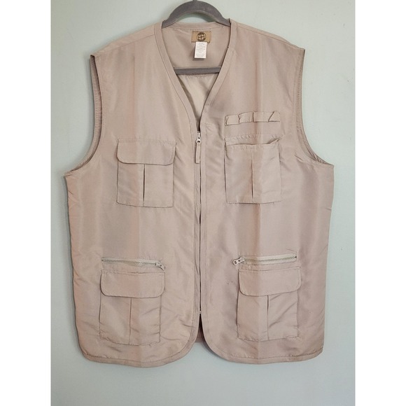 Haband Travelers Vest‎ Utility Safari Travel Fishing Pockets Beige L - Picture 1 of 3